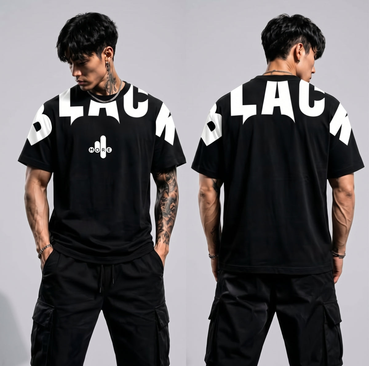 BLACK Graphic Oversized T-Shirt Men's
