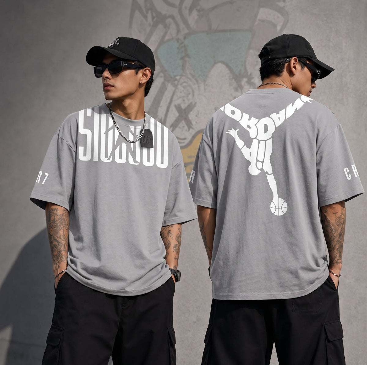 FITBOLL Graphic Oversized T-Shirt Men's