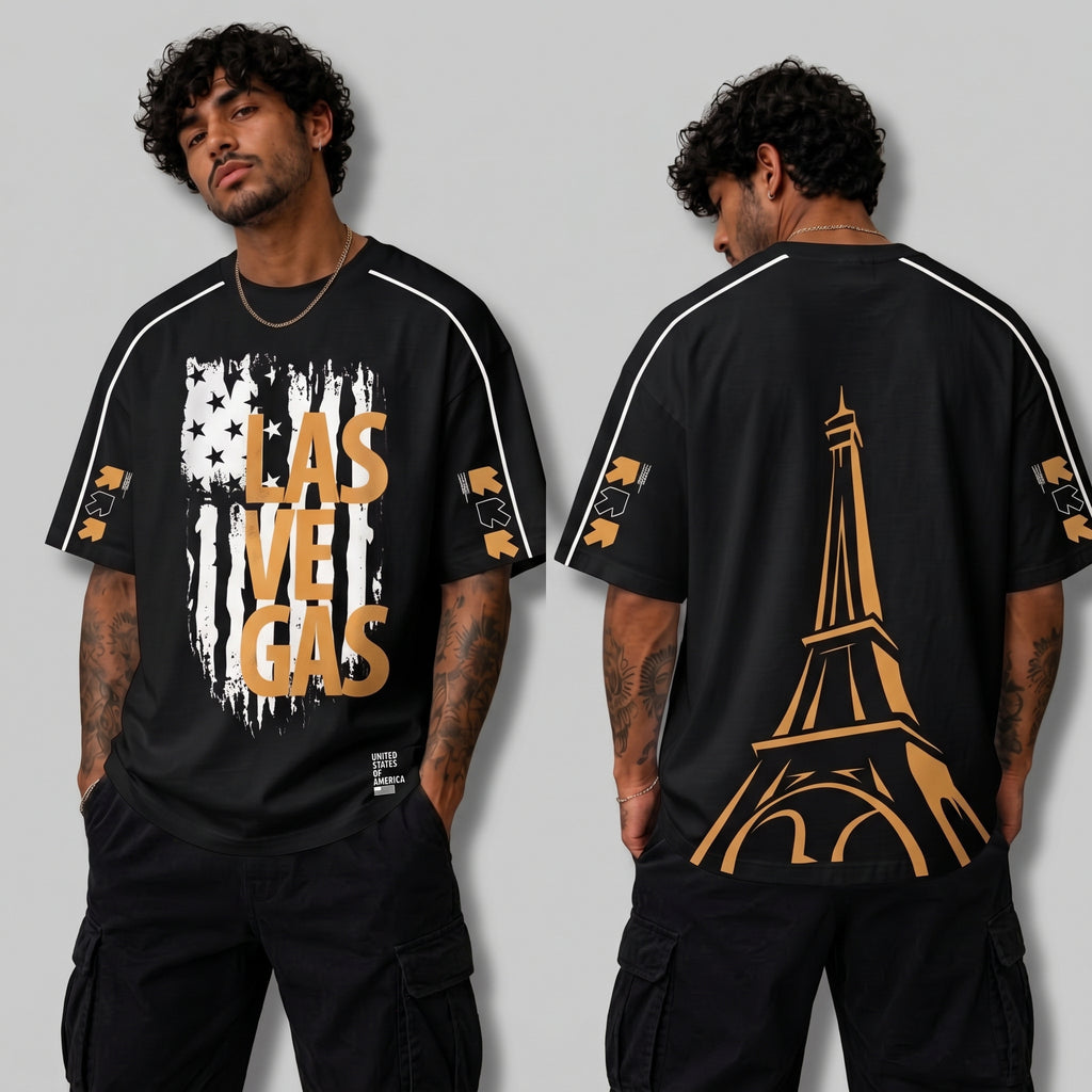 LASVEGAS Graphic Oversized T-Shirt Men's