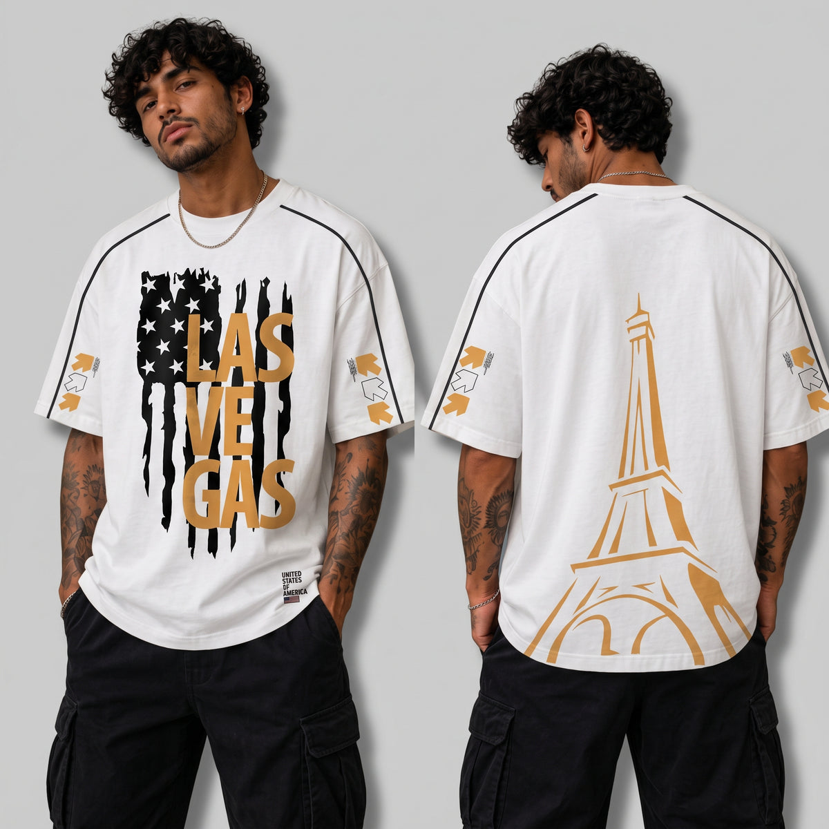 LASVEGAS Graphic Oversized T-Shirt Men's